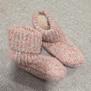 Toddler Bombas Pink Knit Slippers